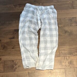 George White and Gray Plaid Lounge Pants